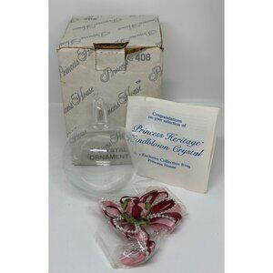 VTG Princess House Heritage Handblown Crystal Ornament 4" Ribbon Accent Decor